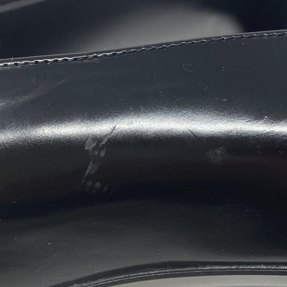 Stuart Weitzman 9.5 AAA 90's Square Toe Pumps Narrow Black Patent Metallic Heel - Picture 10 of 10